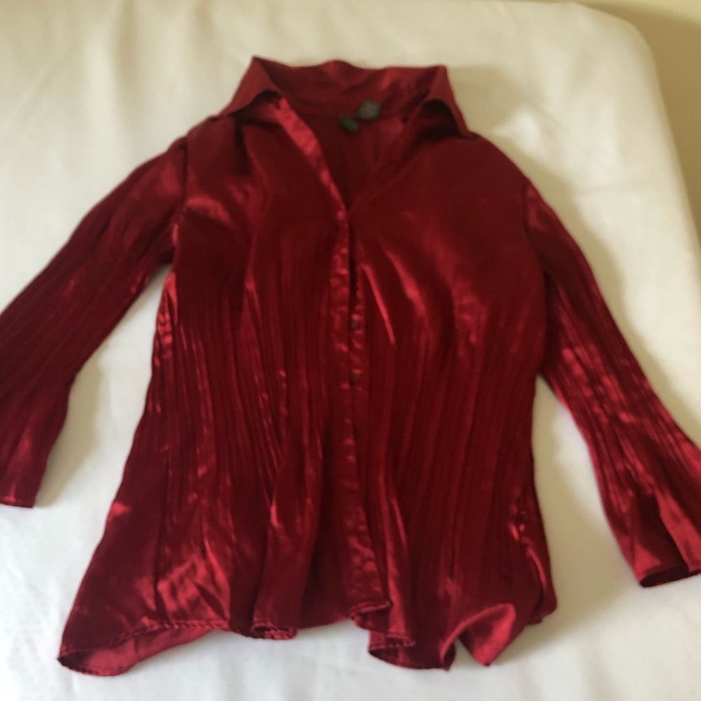 Red shiny blouse